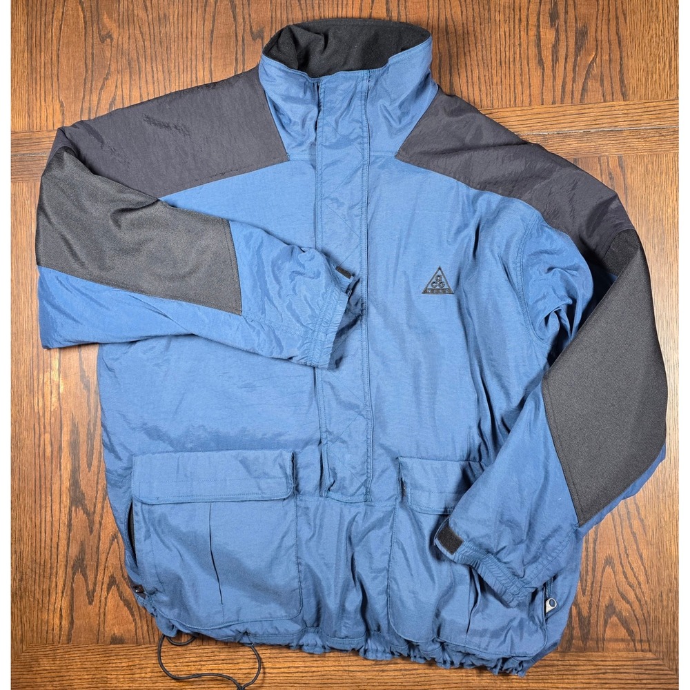 Vintage Nike ACG Nylon Anorak Pullover Jacket Blue Black Mens